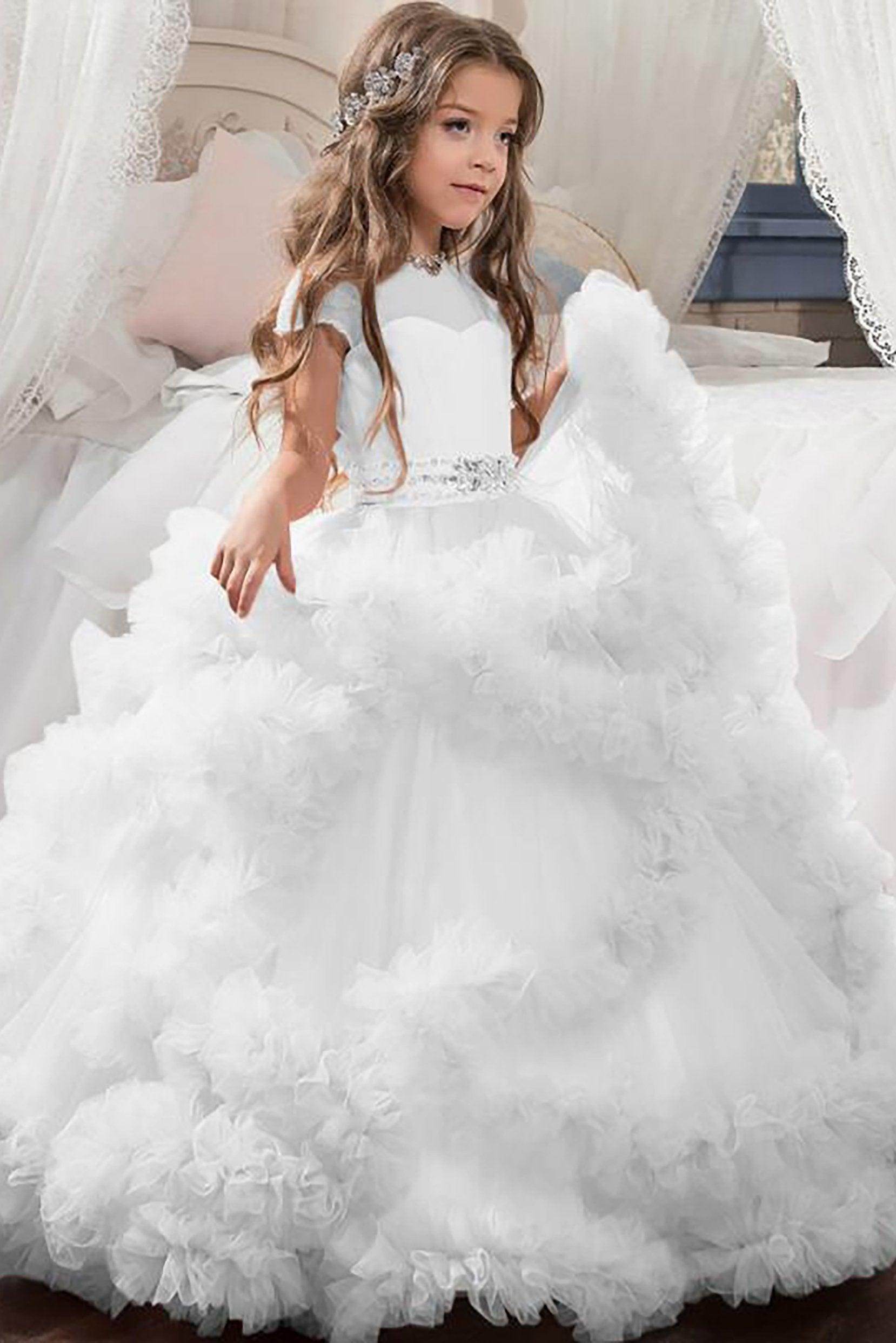 Ball Gown Floor Length Tulle Flower Girl Dress CF0328 - COCOMELODY